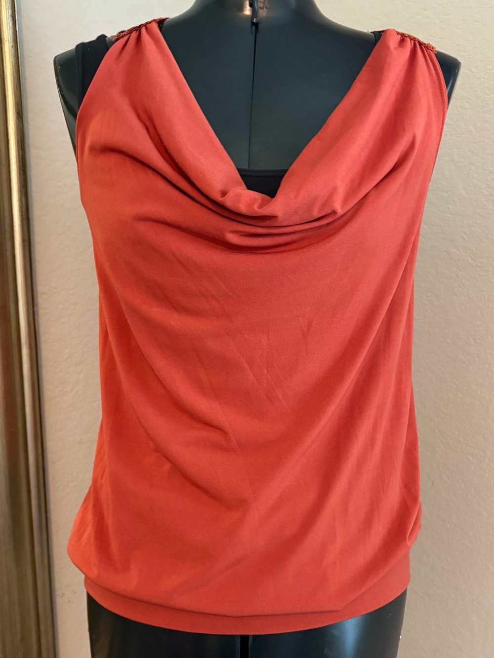 Topia Cowl Neck Women’s Orange sequin razorback tank top xl razor back